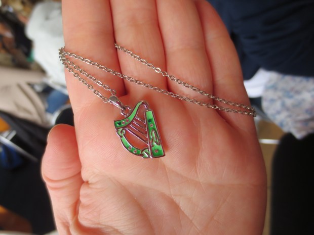 This trip's souvenir: a perfect little pendant in the shape of a harp, Ireland's national symbol