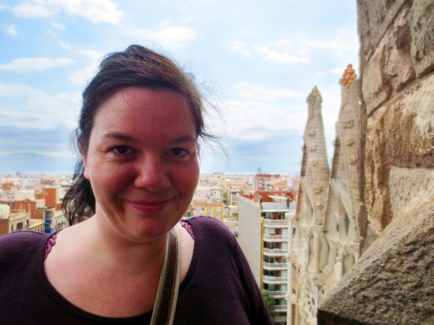 Happy camper at the top of La Sagrada Familia