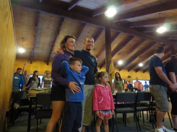 Celine and Regis with entranced kids