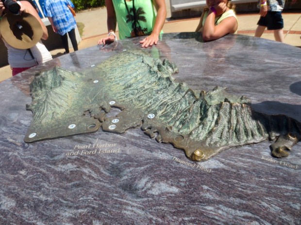 A relieff of Oahu showing where the air bases where.