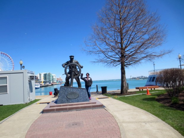 Arrrrh! The statue is actually comemmorating the captains of ye olden days, before the GPS. Like Moby Dick days...