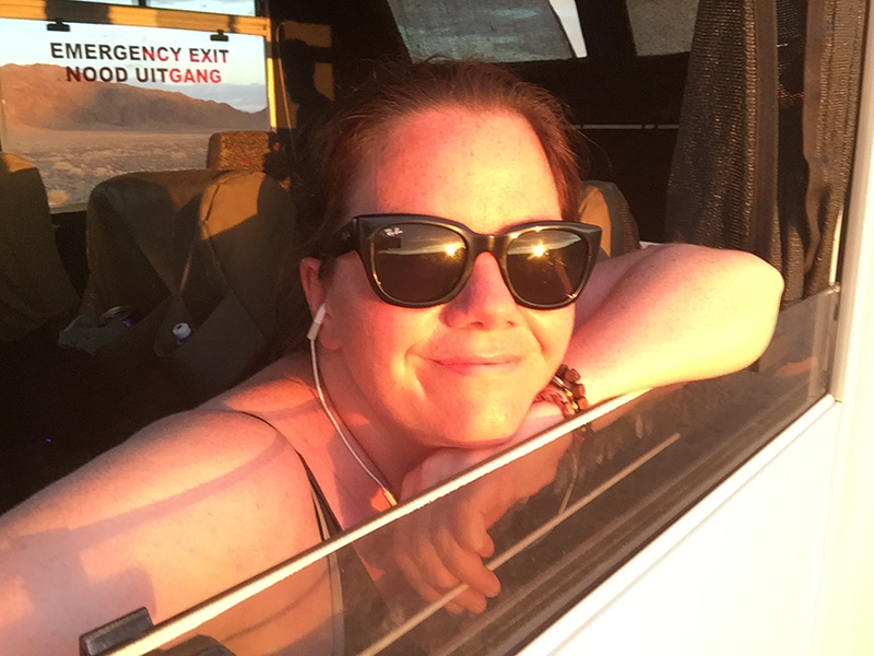 Anne Karen in the truck