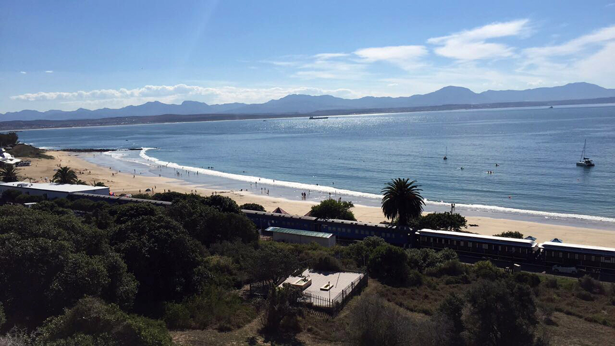 That train on the beach there? That's the hostel