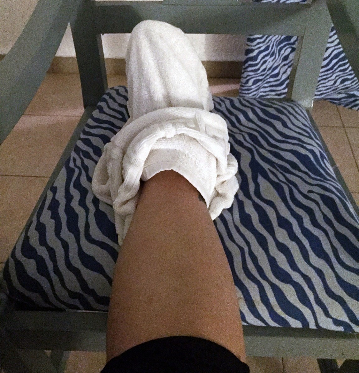 Resting the foot after a day walking about Stone Town